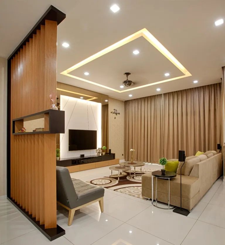 Living room with wood partition