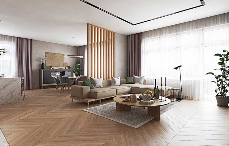 Open living and dining space